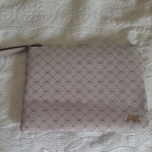 Anne Klein Beige Monogram Clutch